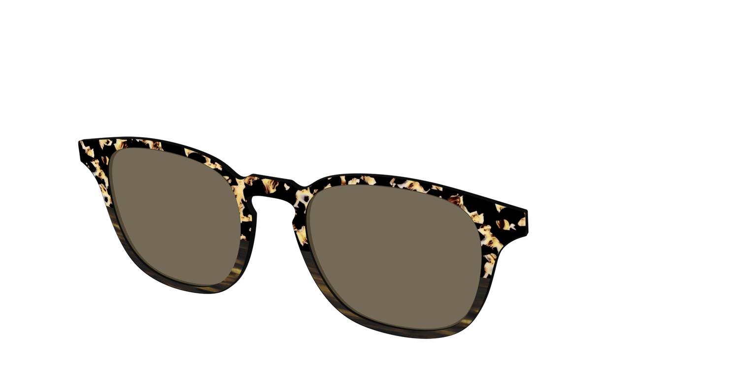 The Polarized Caramel Tortoise Horn Split Sun Top - Angle Top Image - Pair Eyewear