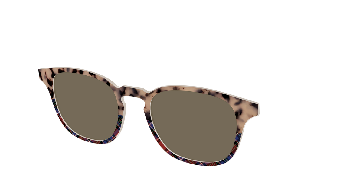 The Polarized Cookie Dough Tortoise & Plaid Split Sun Top - Angle Top Image - Pair Eyewear