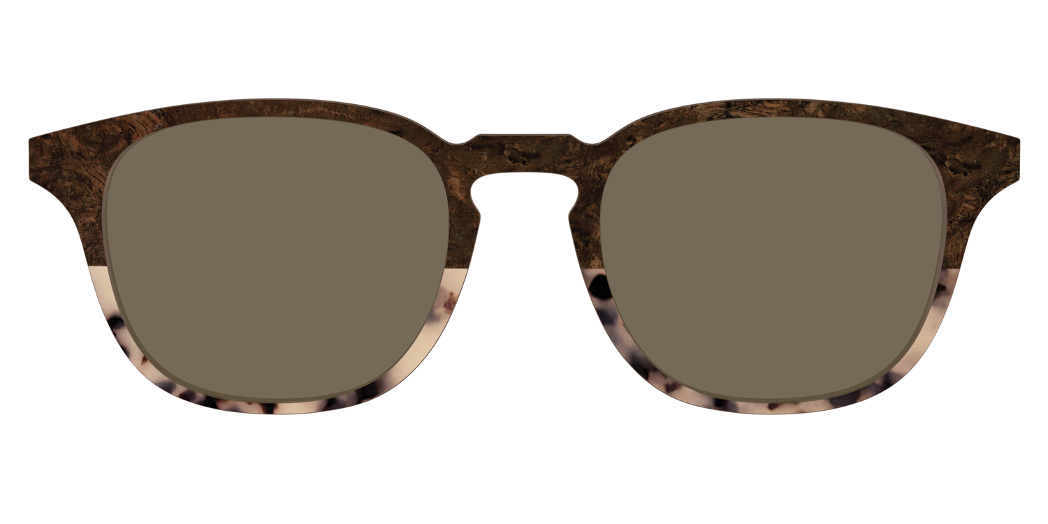 The Polarized Dark Oak Tortoise Split Sun Top - Front Top Image - Pair Eyewear