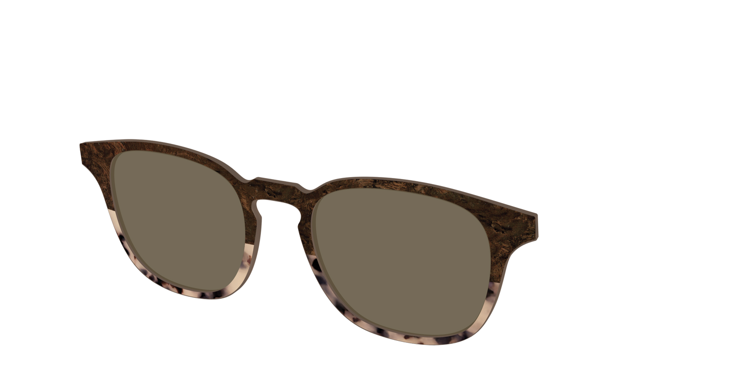 The Polarized Dark Oak Tortoise Split Sun Top - Angle Top Image - Pair Eyewear