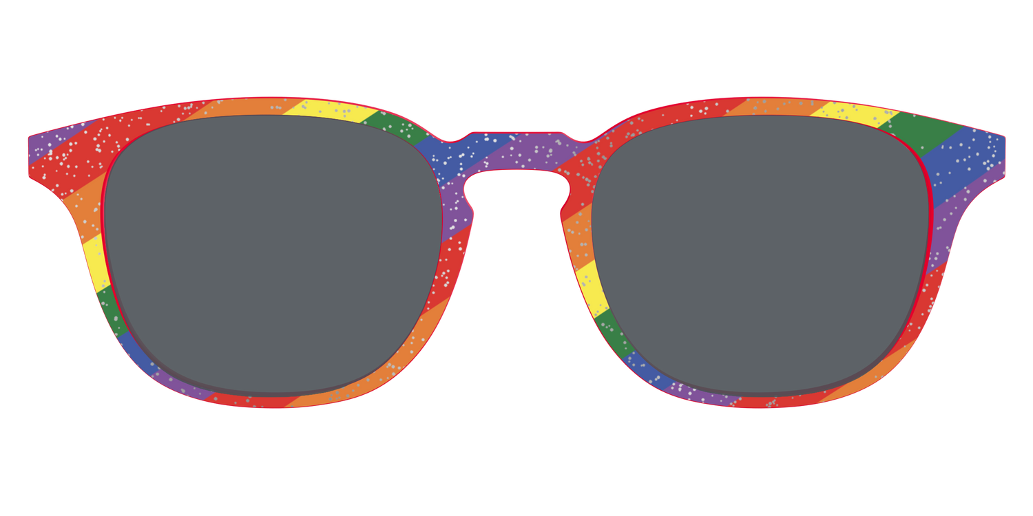 The Polarized Traditional Pride Flag Glitter Sun Top - Front Top Image - Pair Eyewear