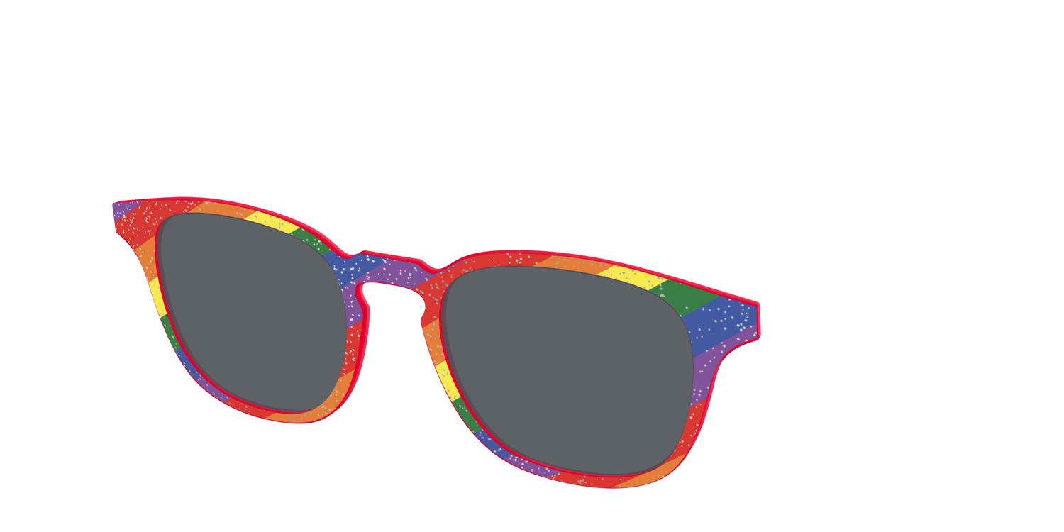 The Polarized Traditional Pride Flag Glitter Sun Top - Angle Top Image - Pair Eyewear