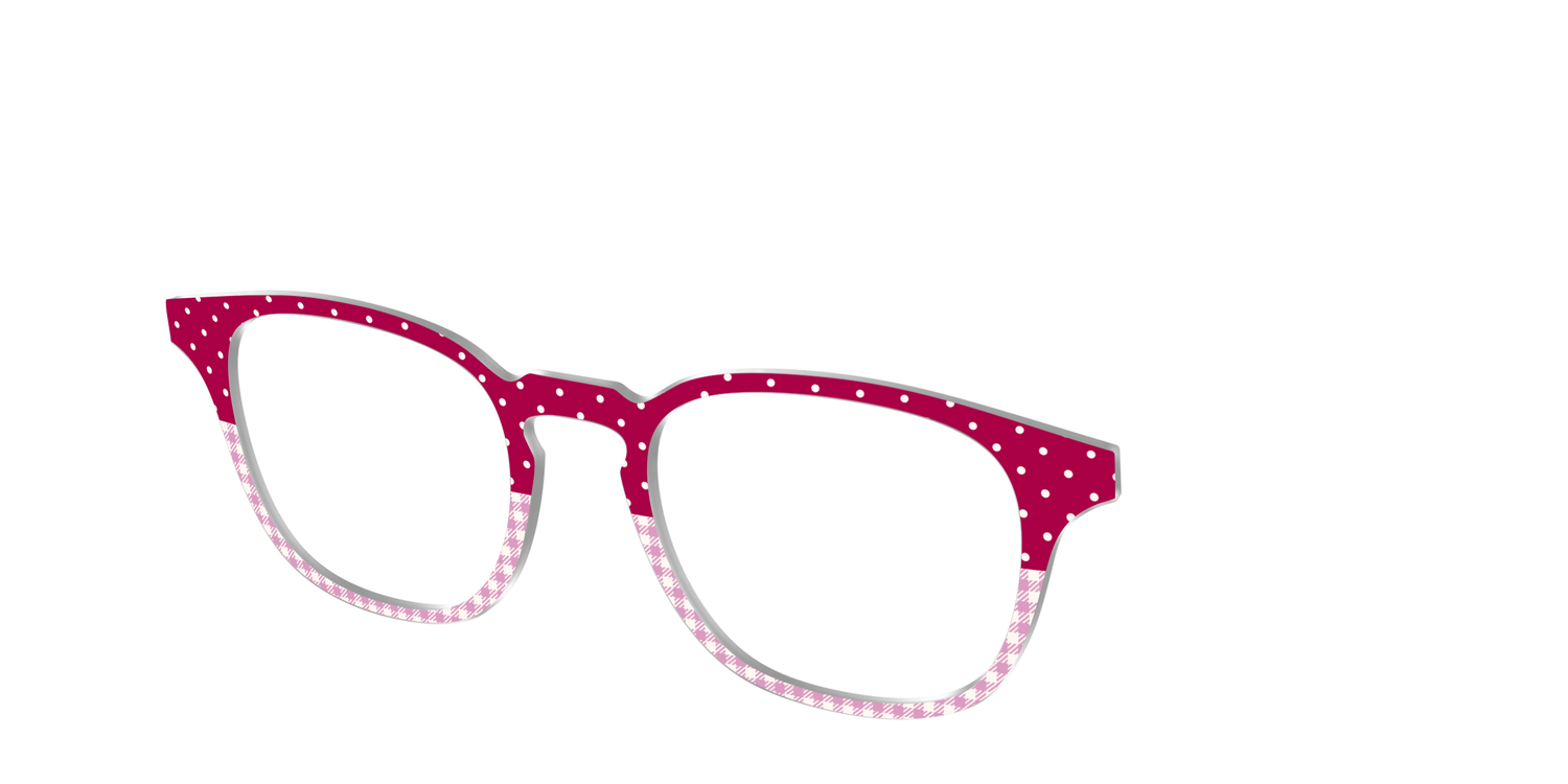 The Raspberry Pin Dot Split - Angle Top Image - Pair Eyewear