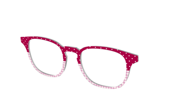 The Raspberry Pin Dot Split - Angle Top Thumbnail - Pair Eyewear