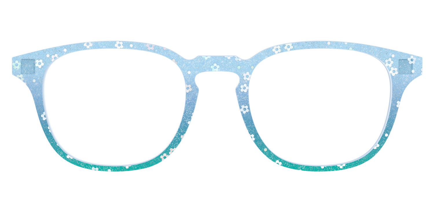The Sky Blue Crystal with Daisy Glitter - Front Top Image - Pair Eyewear
