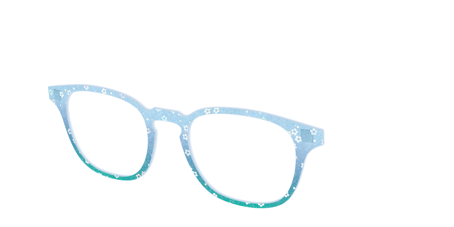 The Sky Blue Crystal with Daisy Glitter - Angle Top Image - Pair Eyewear