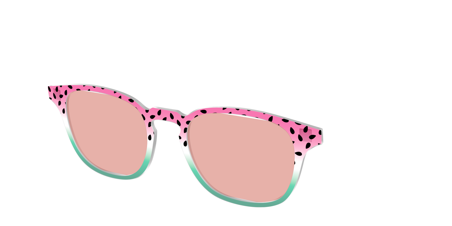 The Watermelon Crystal with Coral Pink Lens - Angle Top Image - Pair Eyewear