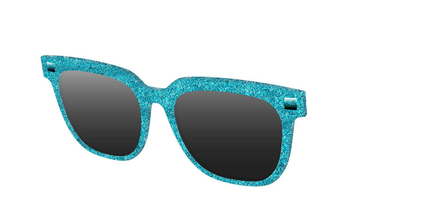 The Polarized Aquamarine Sparkle Sun Top - Angle Top Image - Pair Eyewear