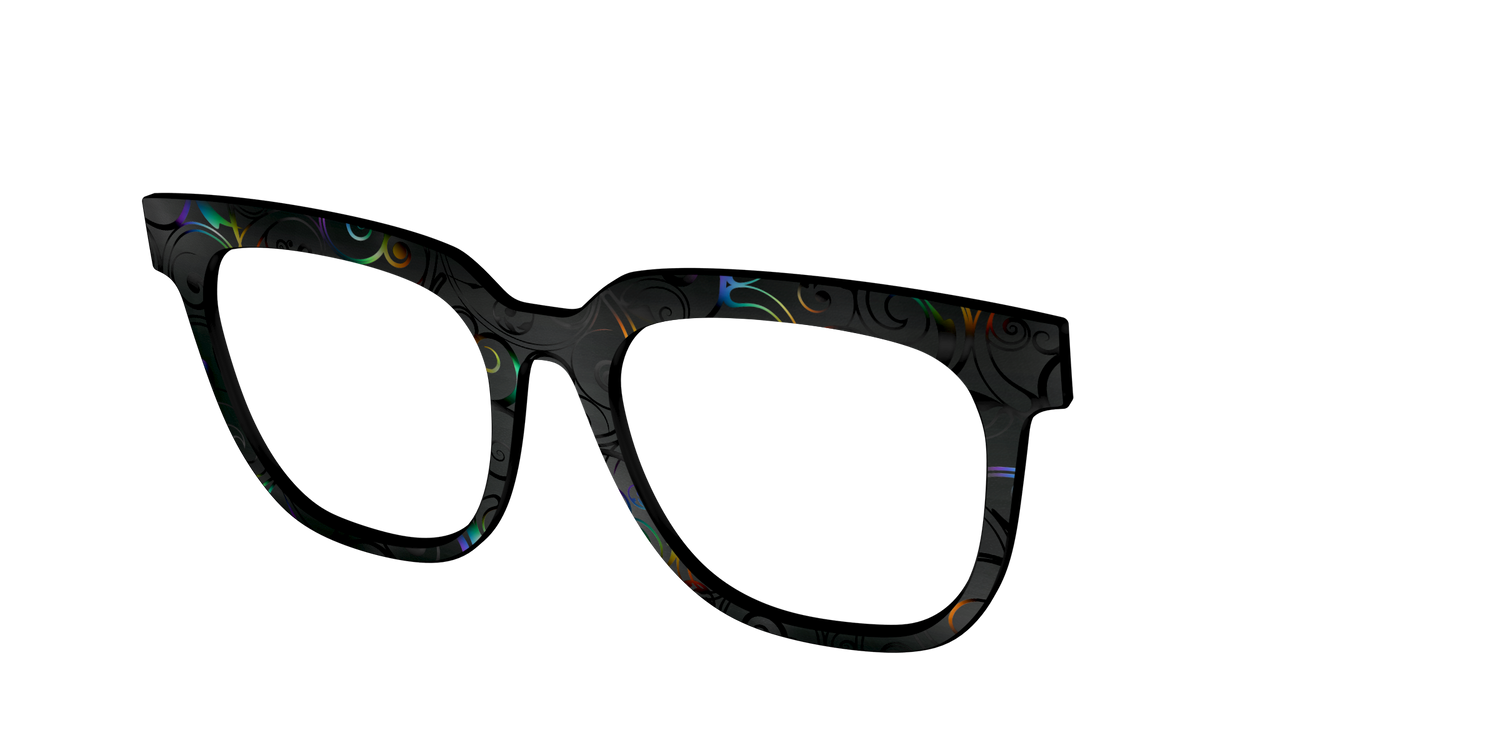 The Black Holographic Scrolls - Angle Top Image - Pair Eyewear