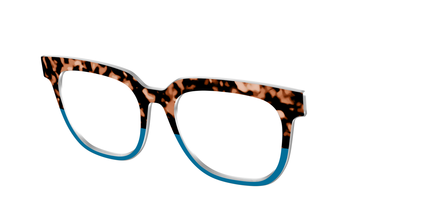The Bondi Blue Tortoise Split - Angle Top Image - Pair Eyewear