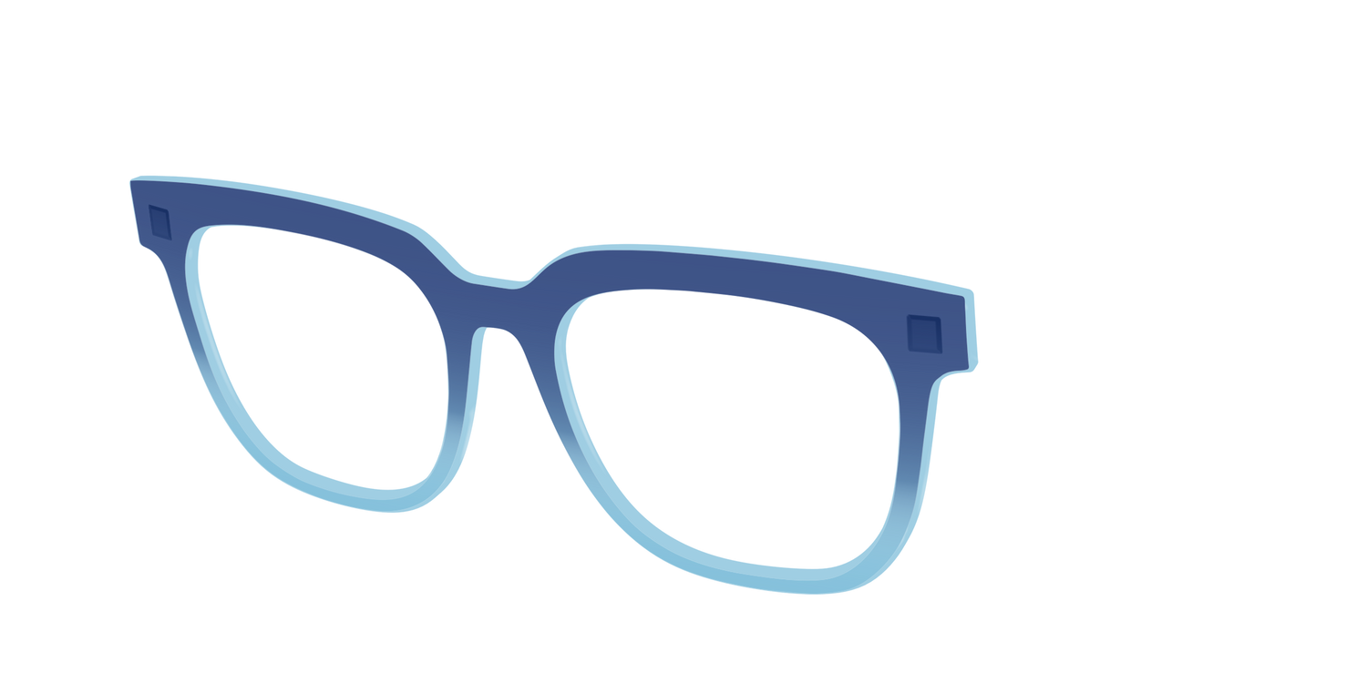 The Indigo to Sky Blue Gradient Crystal - Angle Top Image - Pair Eyewear