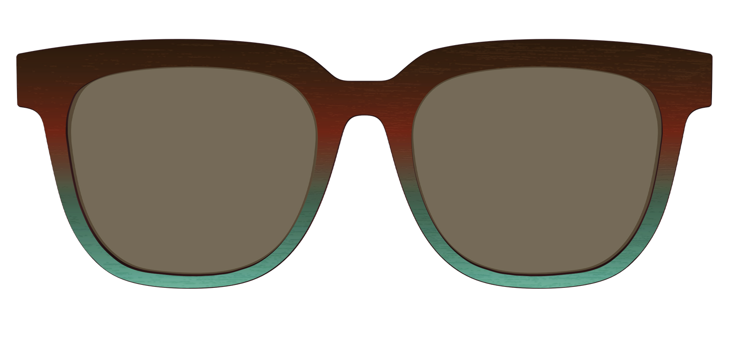 The Polarized Mahogany to Juniper Woodgrain Sun Top - Front Top Image - Pair Eyewear