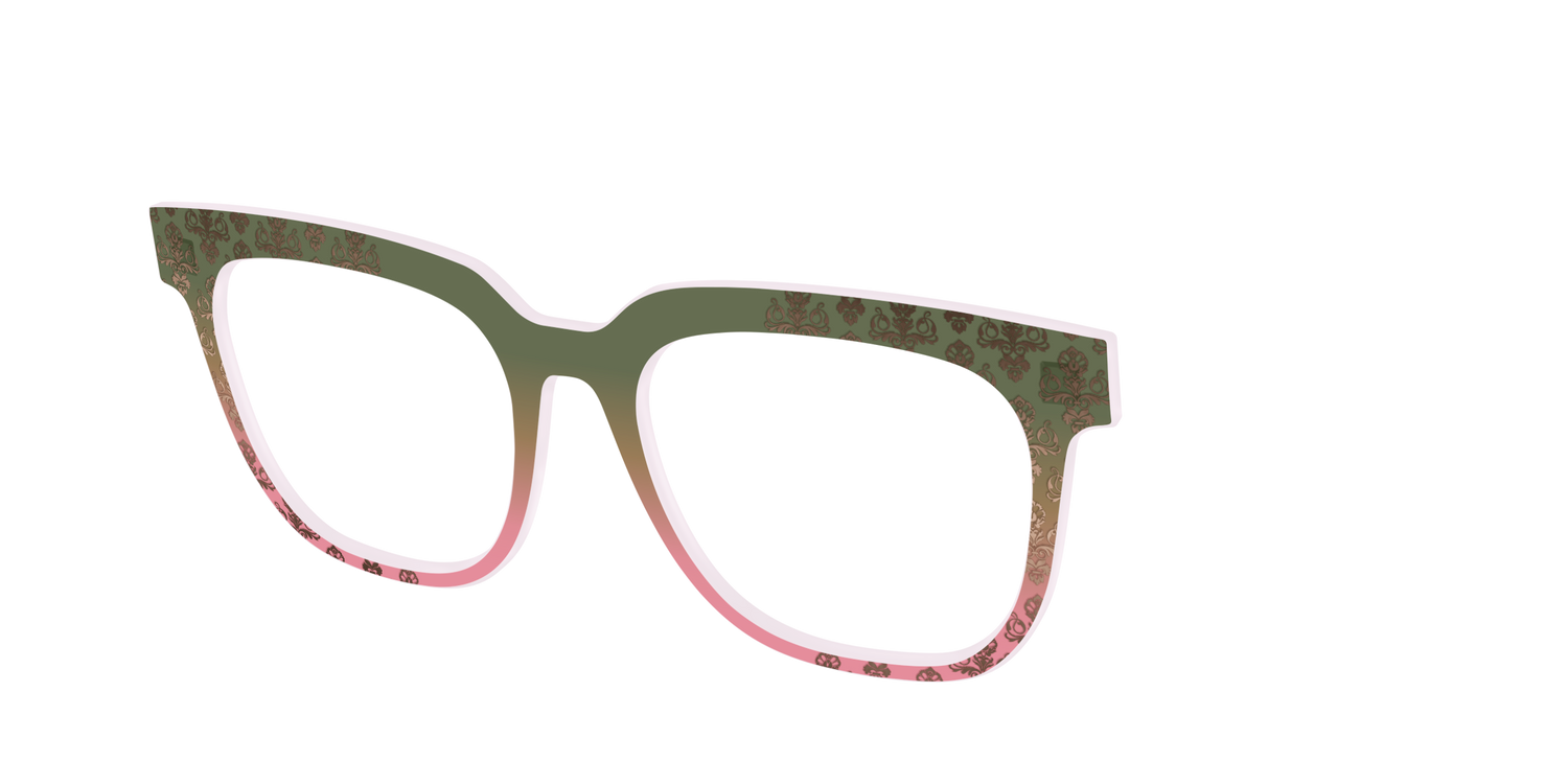 The Olive to Rose Trellis with Champagne Foil - Angle Top Image - Pair Eyewear