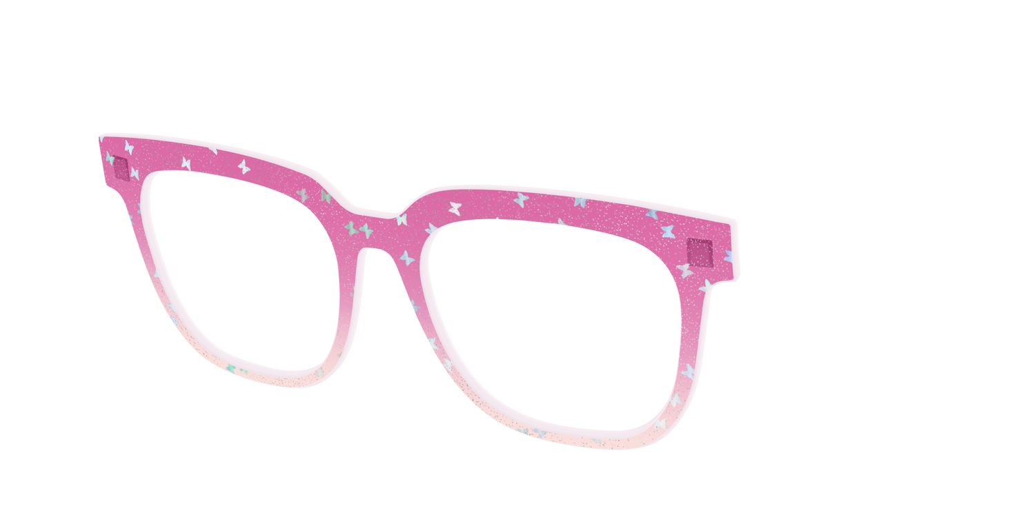 The Pink Butterfly Sparkle Crystal - Angle Top Image - Pair Eyewear