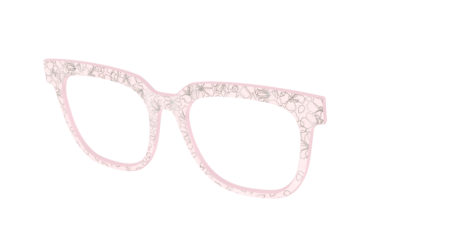 The Pink Shimmer Petals with Silver Foil - Angle Top Image - Pair Eyewear