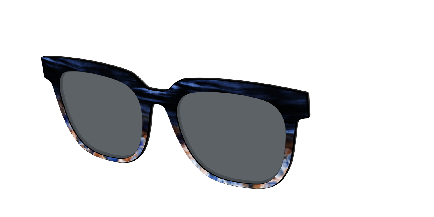 The Polarized Blue Horn Tortoise Sun Top - Angle Top Image - Pair Eyewear