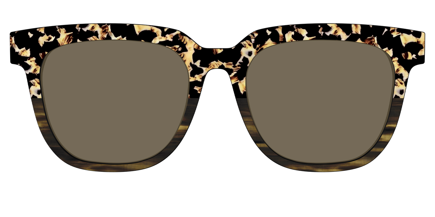 The Polarized Caramel Tortoise Horn Split Sun Top - Front Top Image - Pair Eyewear