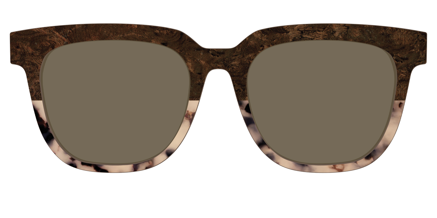 The Polarized Dark Oak Tortoise Split Sun Top - Front Top Image - Pair Eyewear