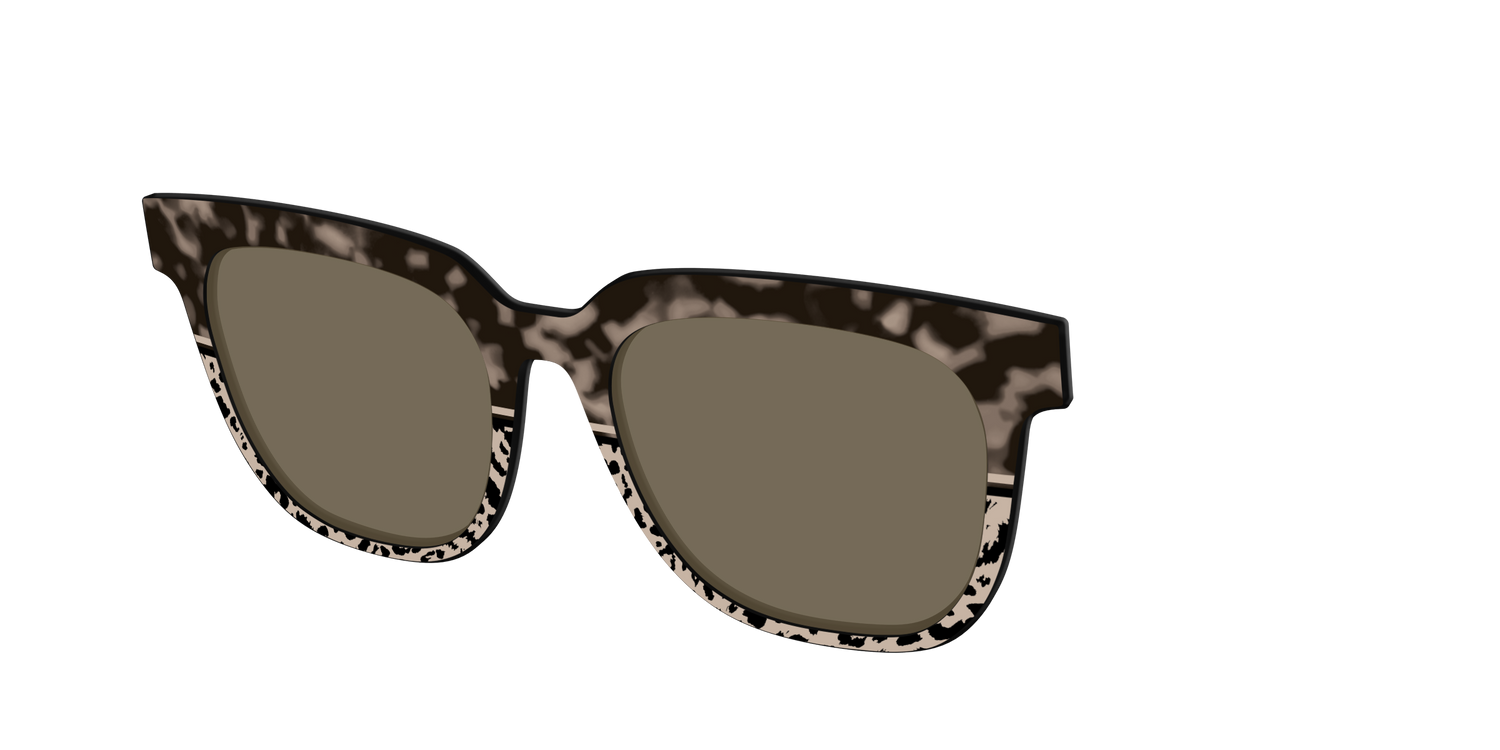 The Polarized Ink Blot Tortoise Split Sun Top - Angle Top Image - Pair Eyewear