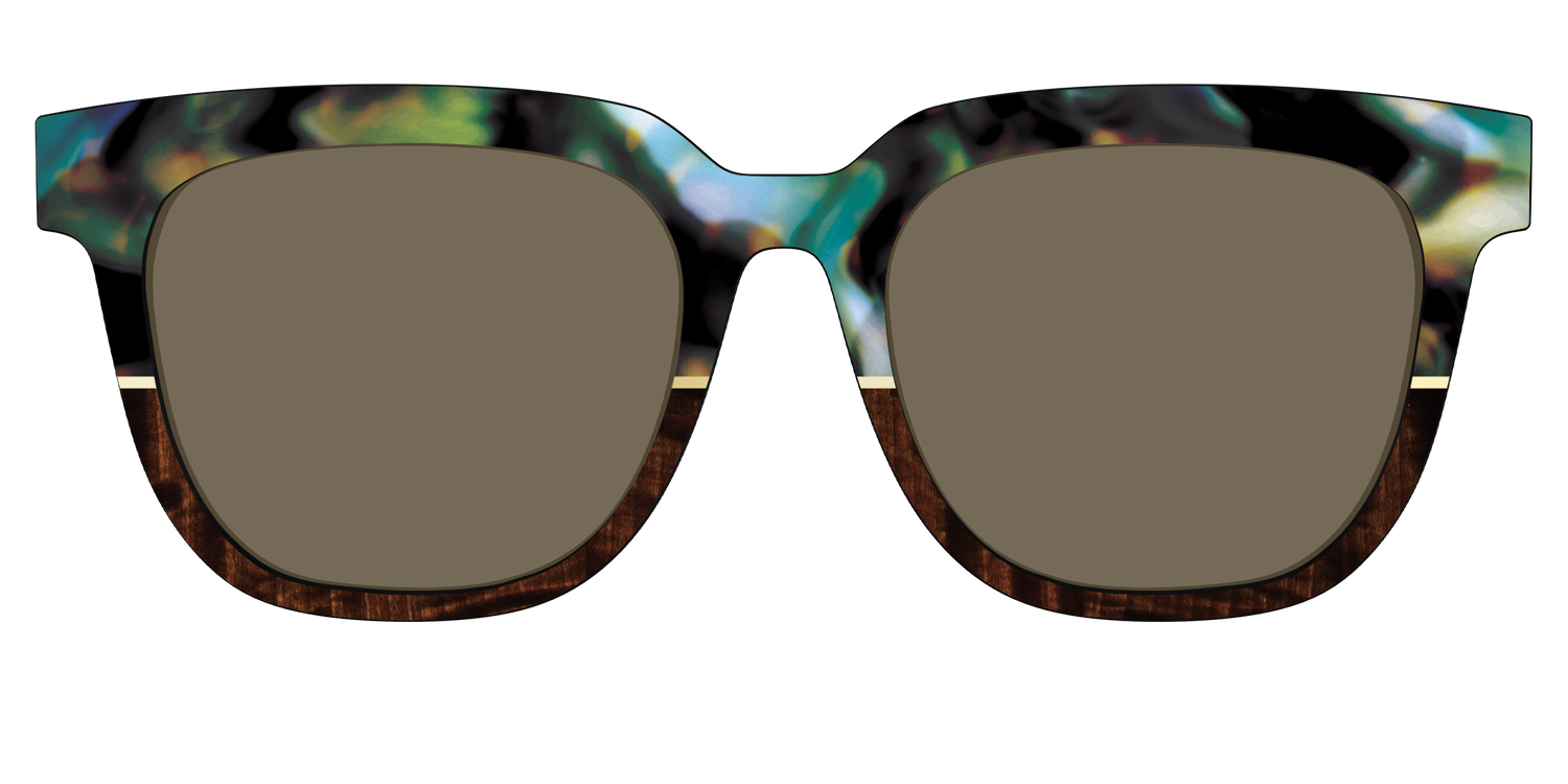 The Polarized Mirage Split with Gold Foil Sun Top - Front Top Image - Pair Eyewear