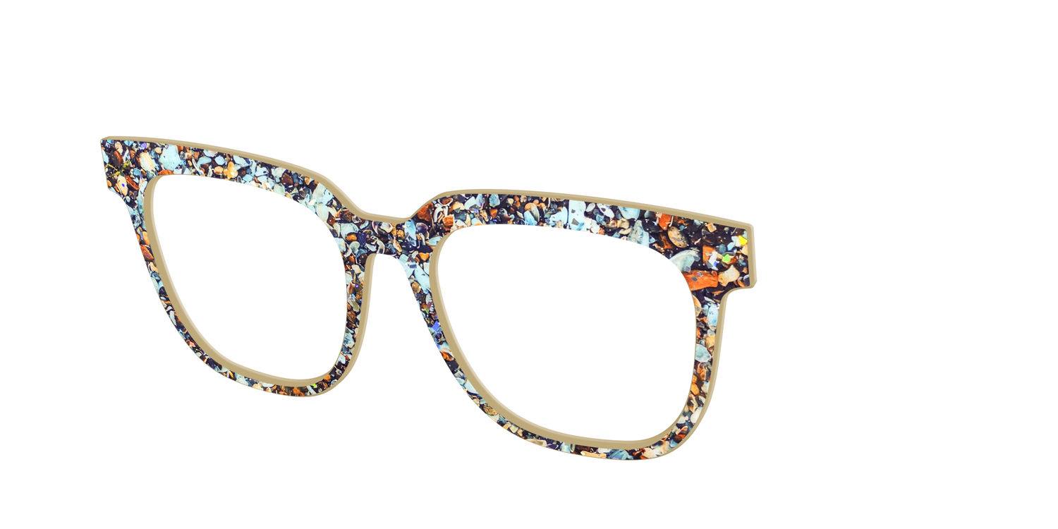 The Seashell Tortoise with Holographic Glitter - Angle Top Image - Pair Eyewear