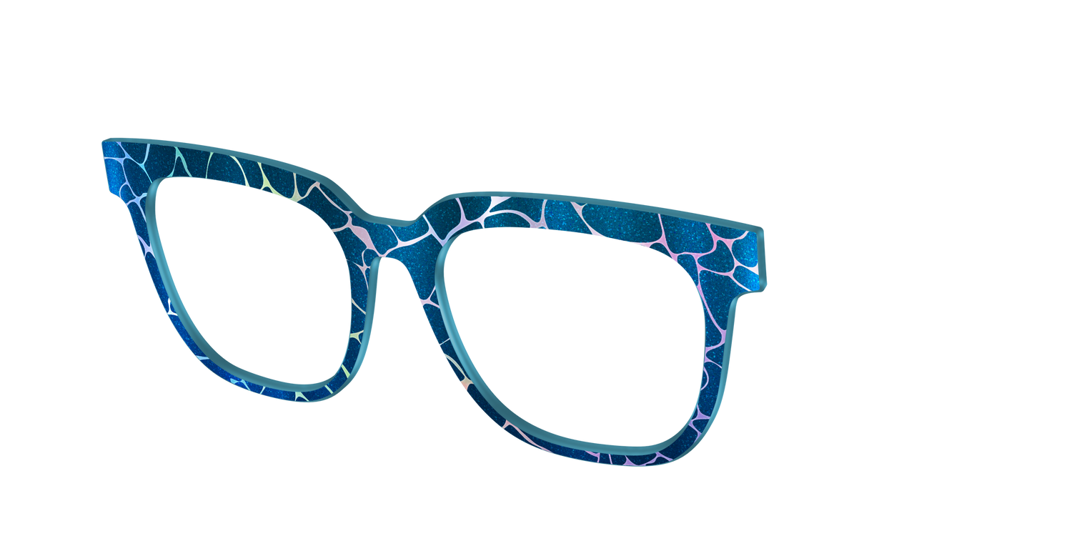 The Teal Shimmer Holographic Pool - Angle Top Image - Pair Eyewear