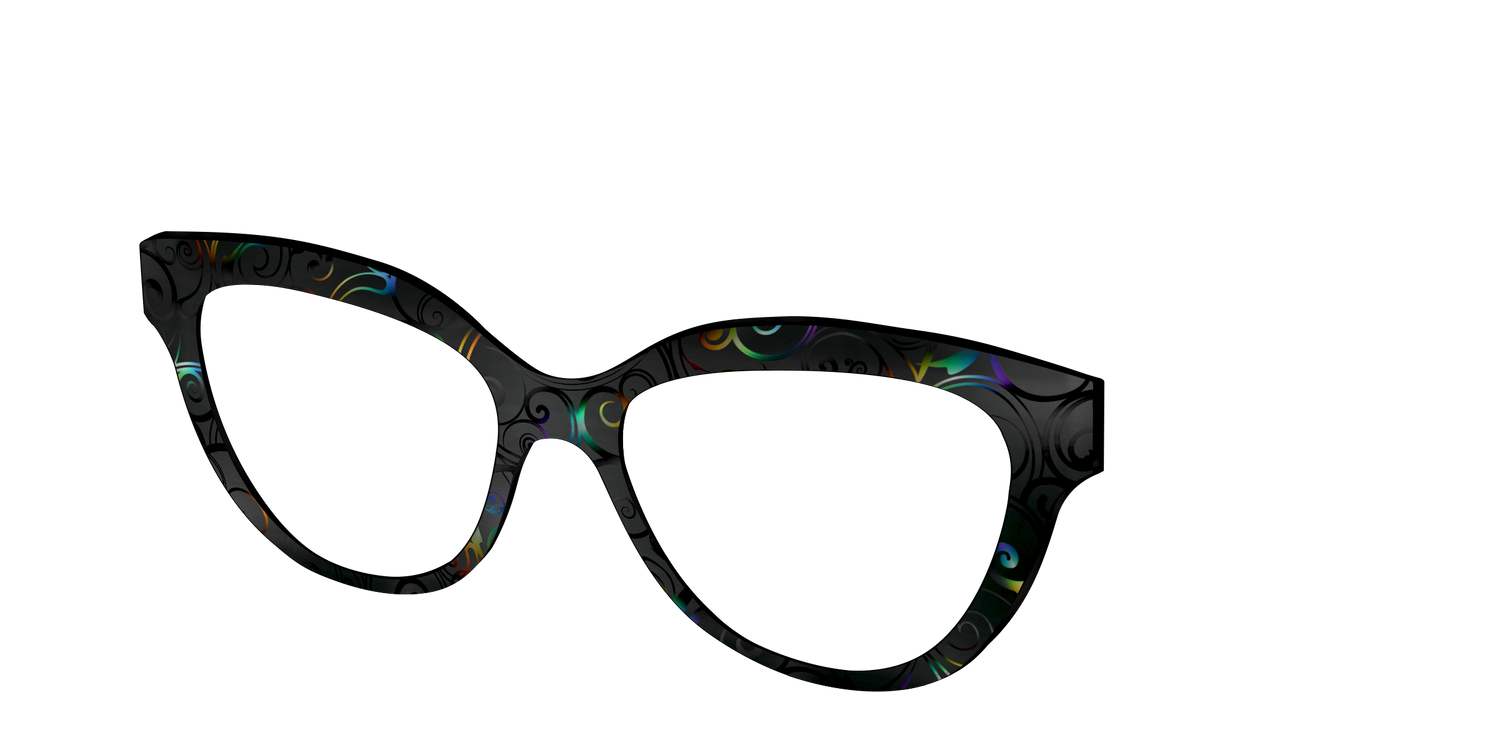 The Black Holographic Scrolls - Angle Top Image - Pair Eyewear