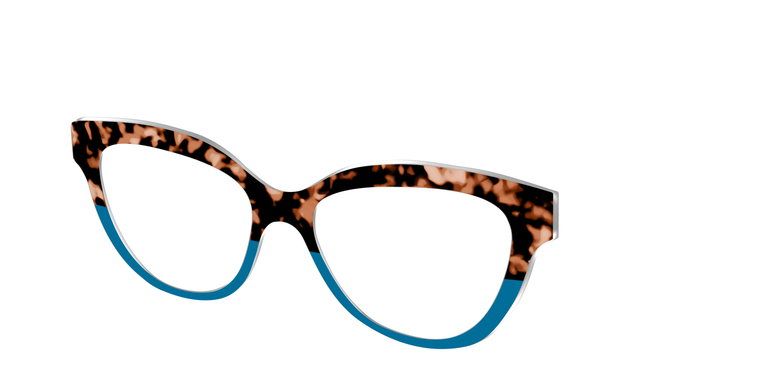 The Bondi Blue Tortoise Split - Angle Top Image - Pair Eyewear