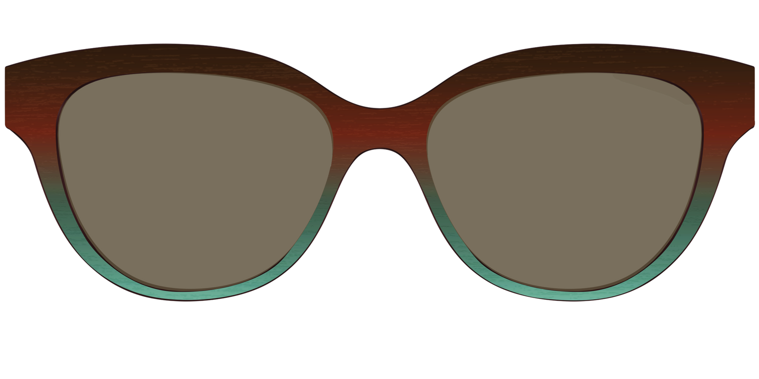 The Polarized Mahogany to Juniper Woodgrain Sun Top - Front Top Image - Pair Eyewear