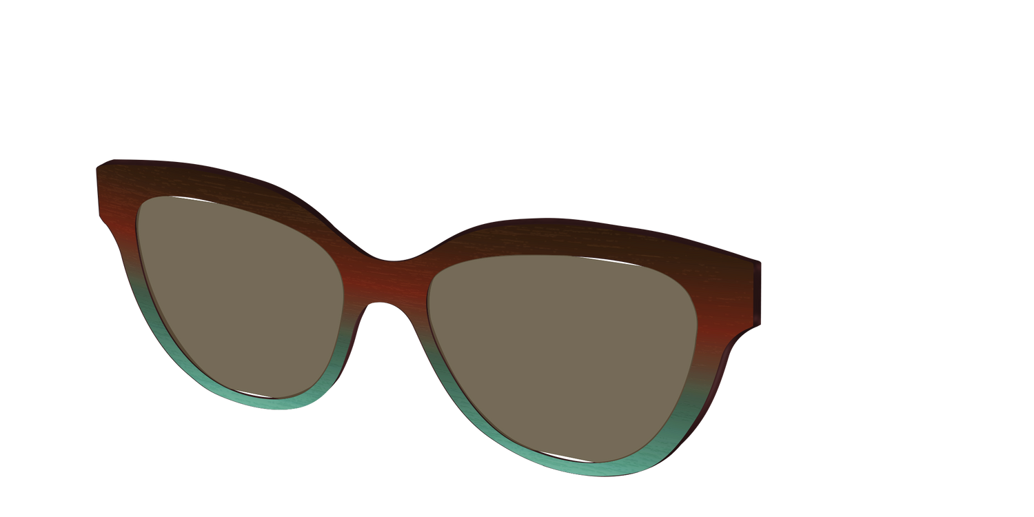 The Polarized Mahogany to Juniper Woodgrain Sun Top - Angle Top Image - Pair Eyewear