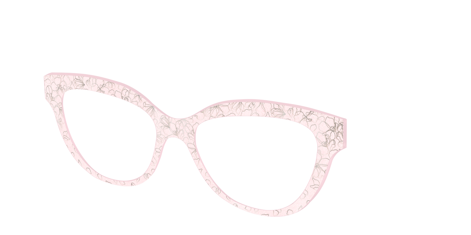 The Pink Shimmer Petals with Silver Foil - Angle Top Image - Pair Eyewear