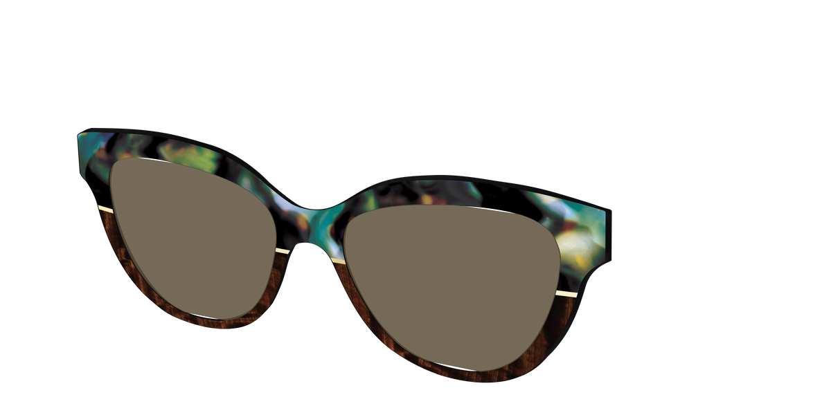 The Polarized Mirage Split with Gold Foil Sun Top - Angle Top Image - Pair Eyewear