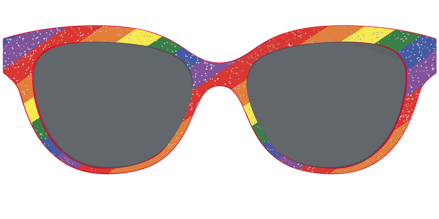 The Polarized Traditional Pride Flag Glitter Sun Top - Front Top Image - Pair Eyewear