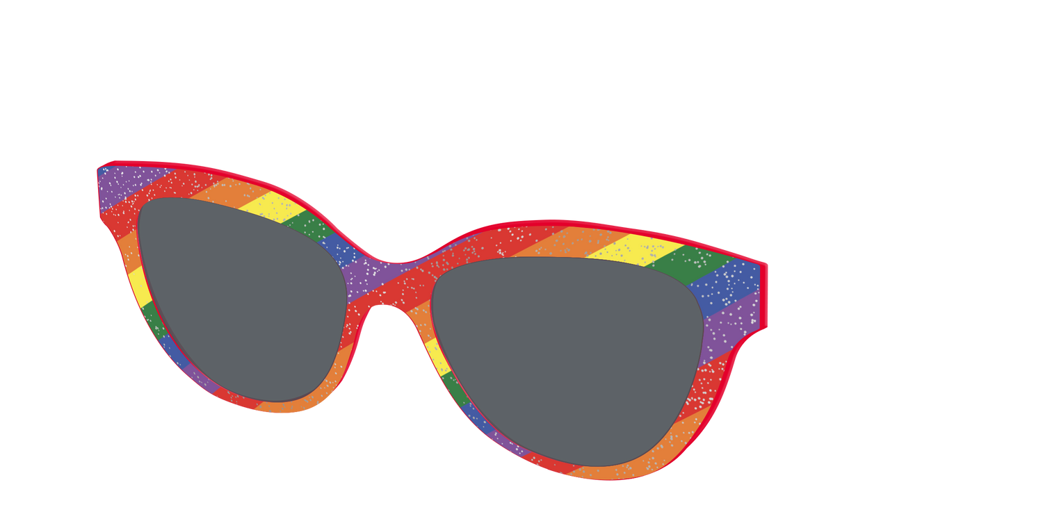 The Polarized Traditional Pride Flag Glitter Sun Top - Angle Top Image - Pair Eyewear