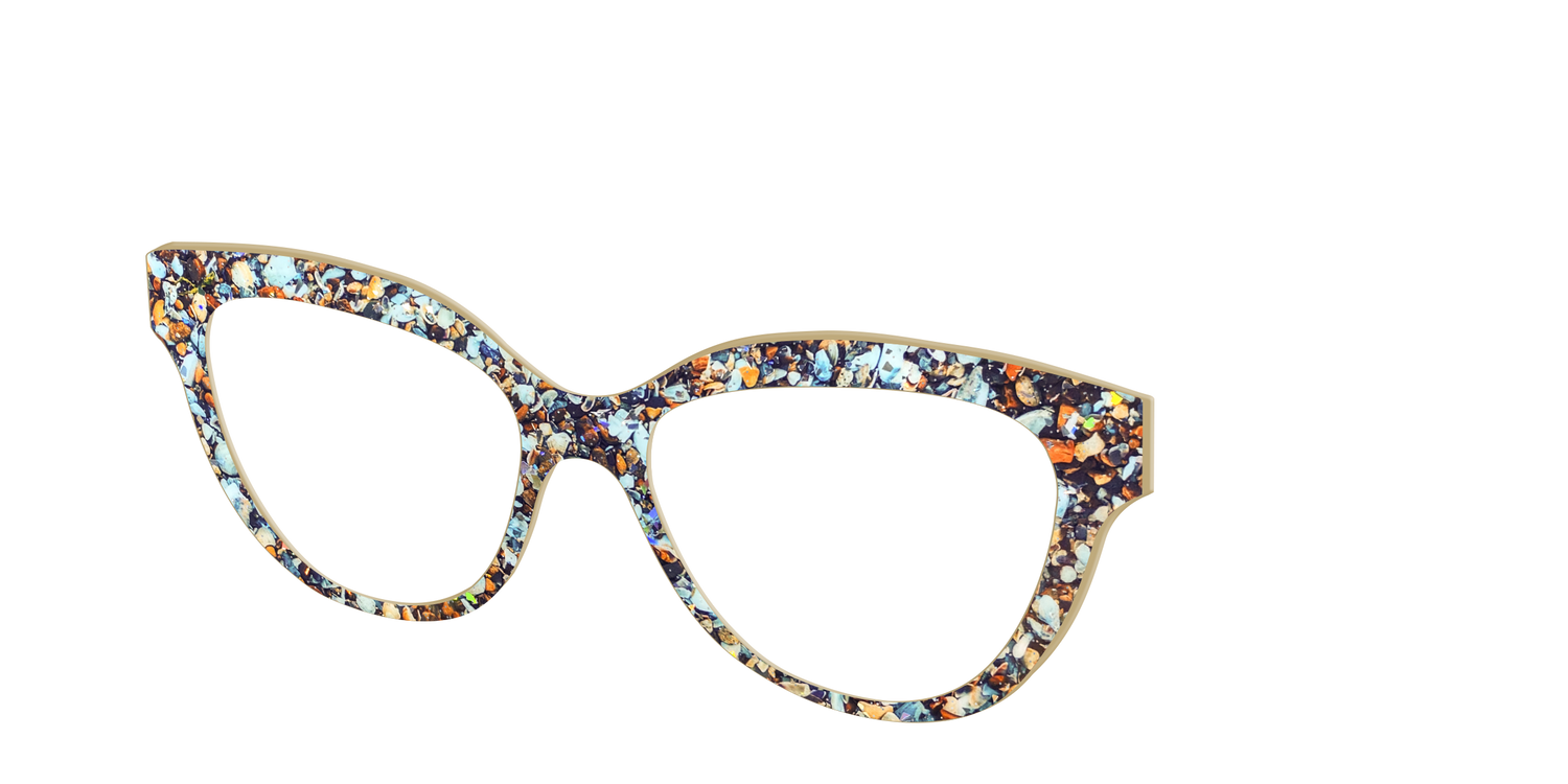 The Seashell Tortoise with Holographic Glitter - Angle Top Image - Pair Eyewear