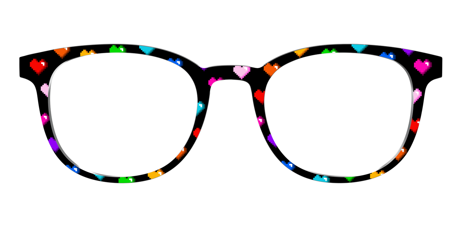 The 8-Bit Rainbow Hearts - Front Top Image - Pair Eyewear