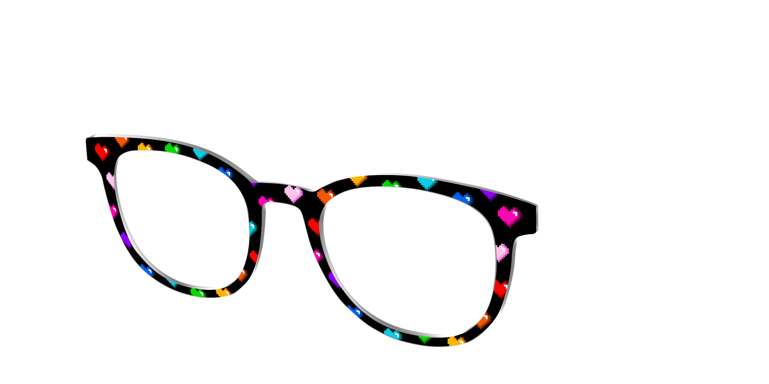 The 8-Bit Rainbow Hearts - Angle Top Image - Pair Eyewear