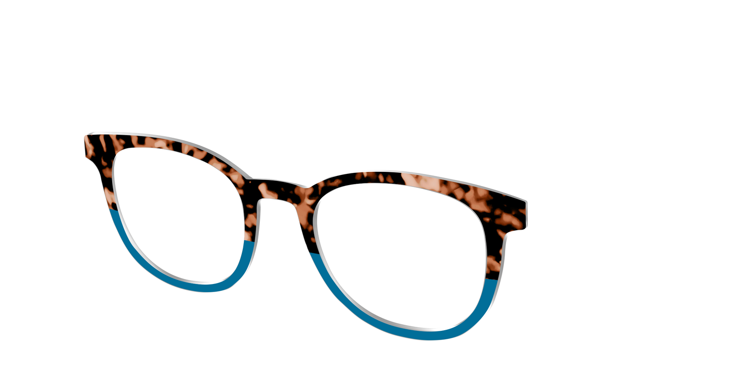 The Bondi Blue Tortoise Split - Angle Top Image - Pair Eyewear