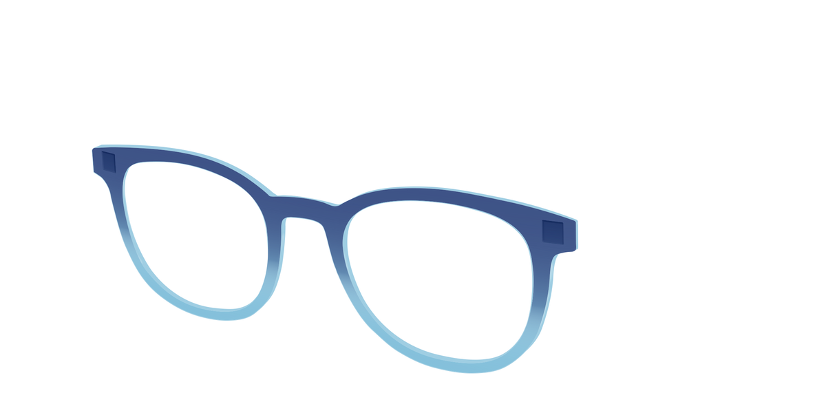 The Indigo to Sky Blue Gradient Crystal - Angle Top Image - Pair Eyewear