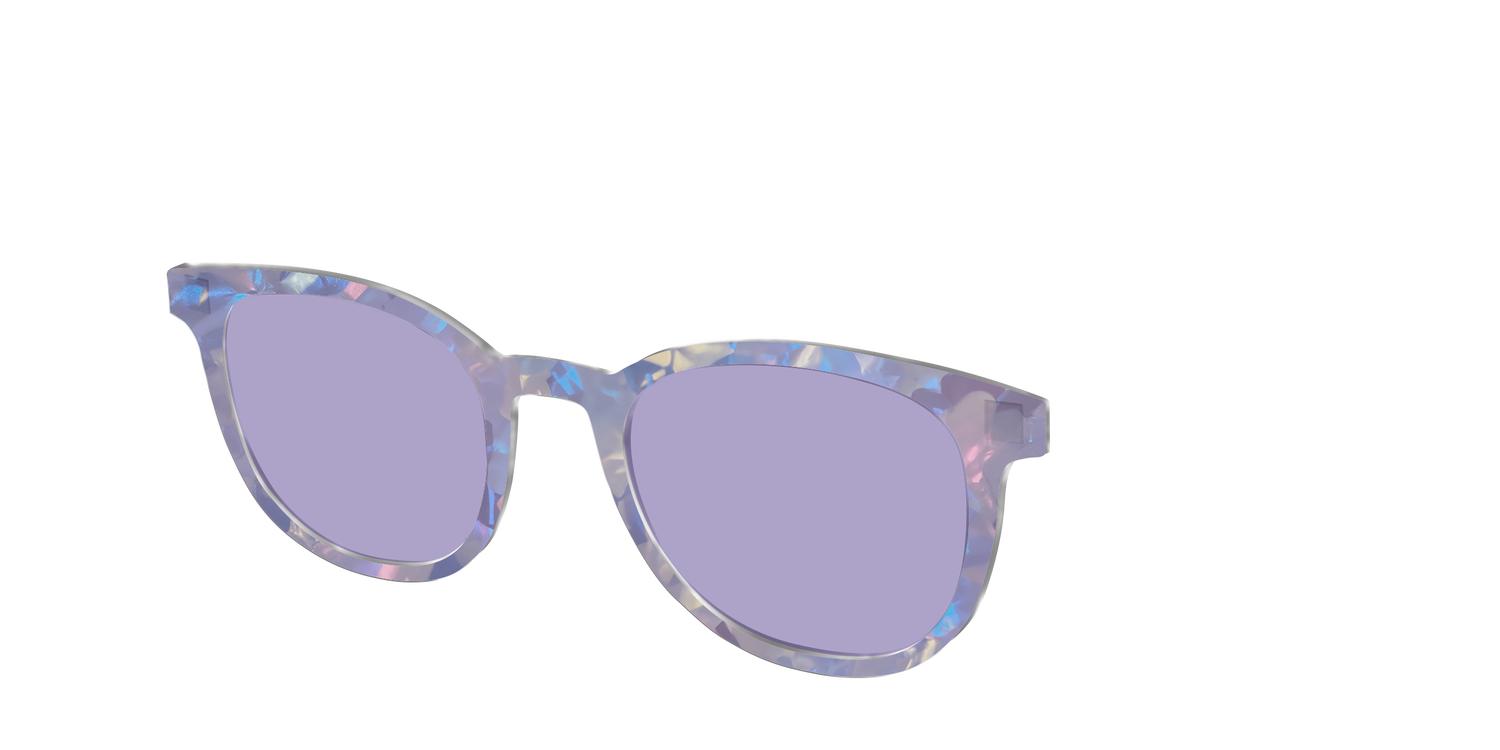 The Lavender Pearl Tort With Celestial Purple Lens - Angle Top Image - Pair Eyewear