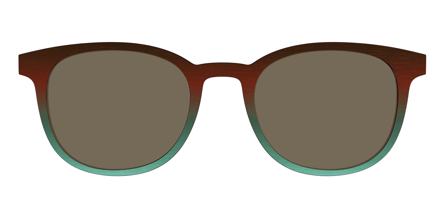 The Polarized Mahogany to Juniper Woodgrain Sun Top - Front Top Image - Pair Eyewear