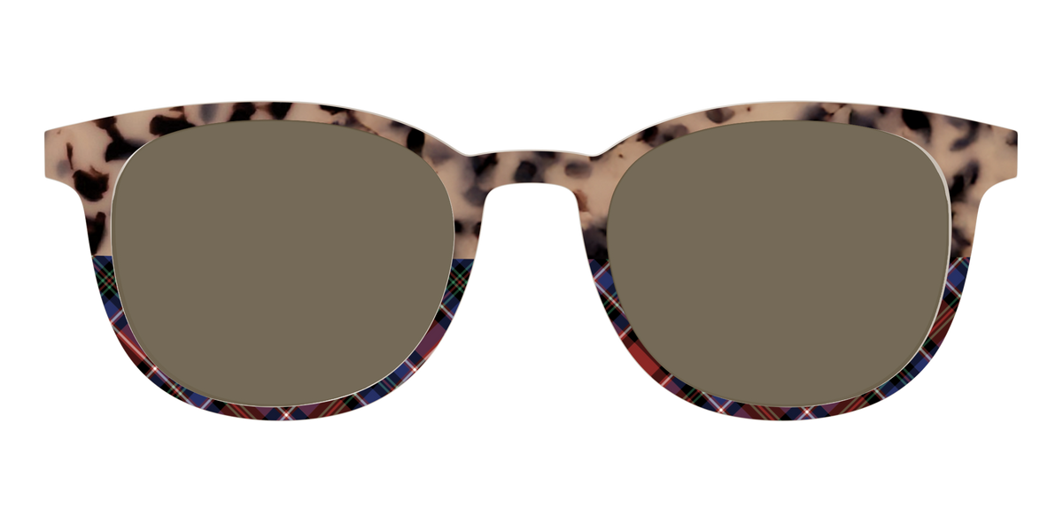 The Polarized Cookie Dough Tortoise & Plaid Split Sun Top - Front Top Image - Pair Eyewear