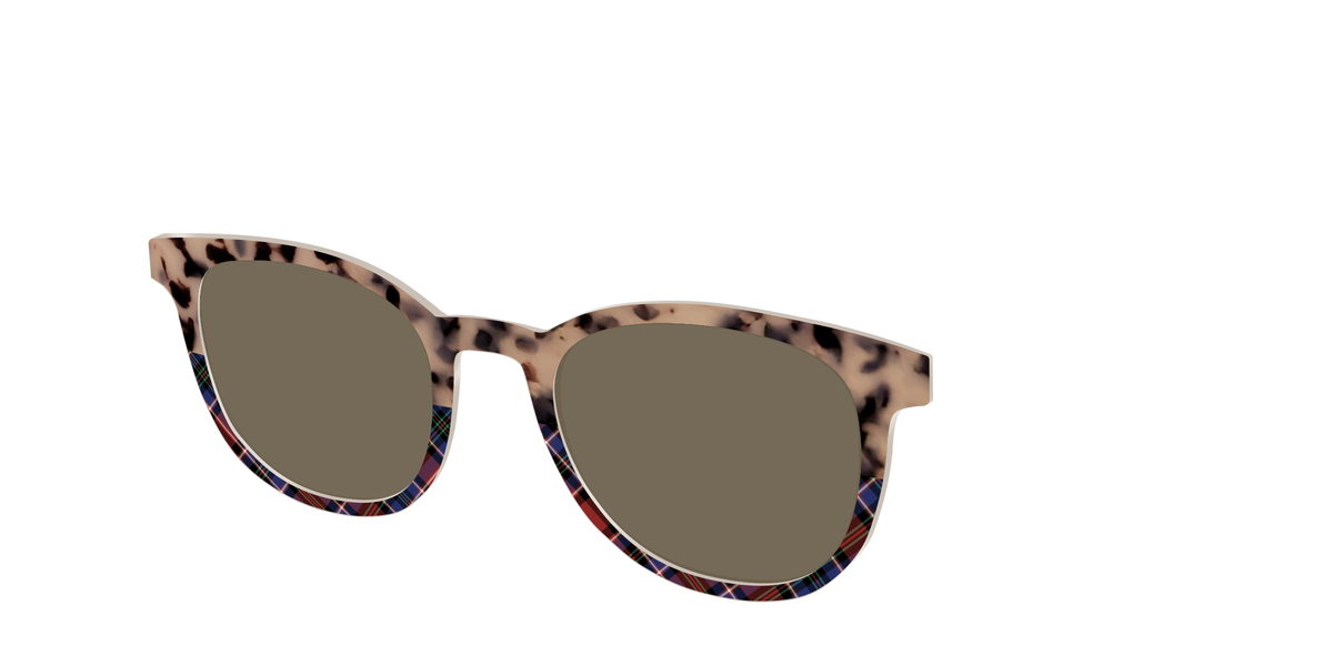 The Polarized Cookie Dough Tortoise & Plaid Split Sun Top - Angle Top Image - Pair Eyewear