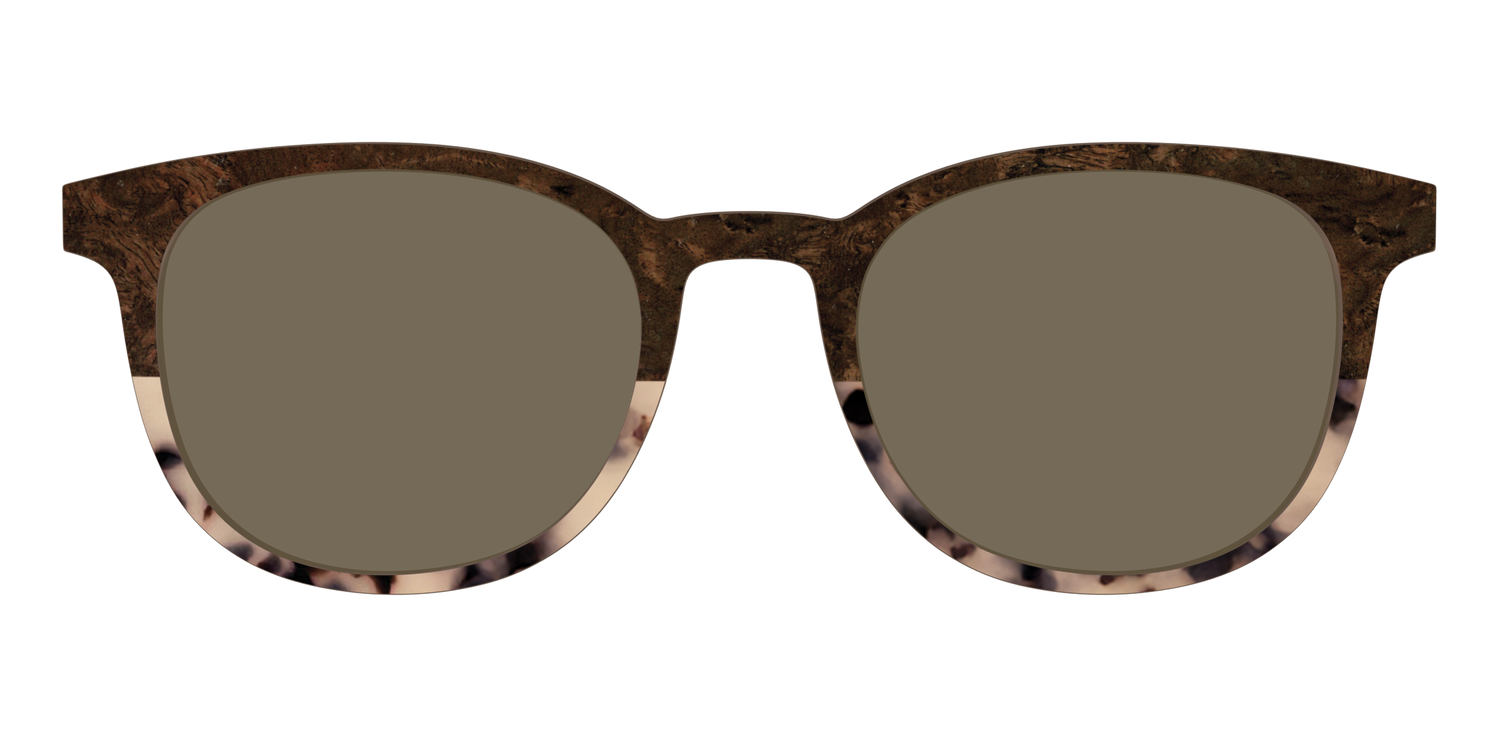 The Polarized Dark Oak Tortoise Split Sun Top - Front Top Image - Pair Eyewear