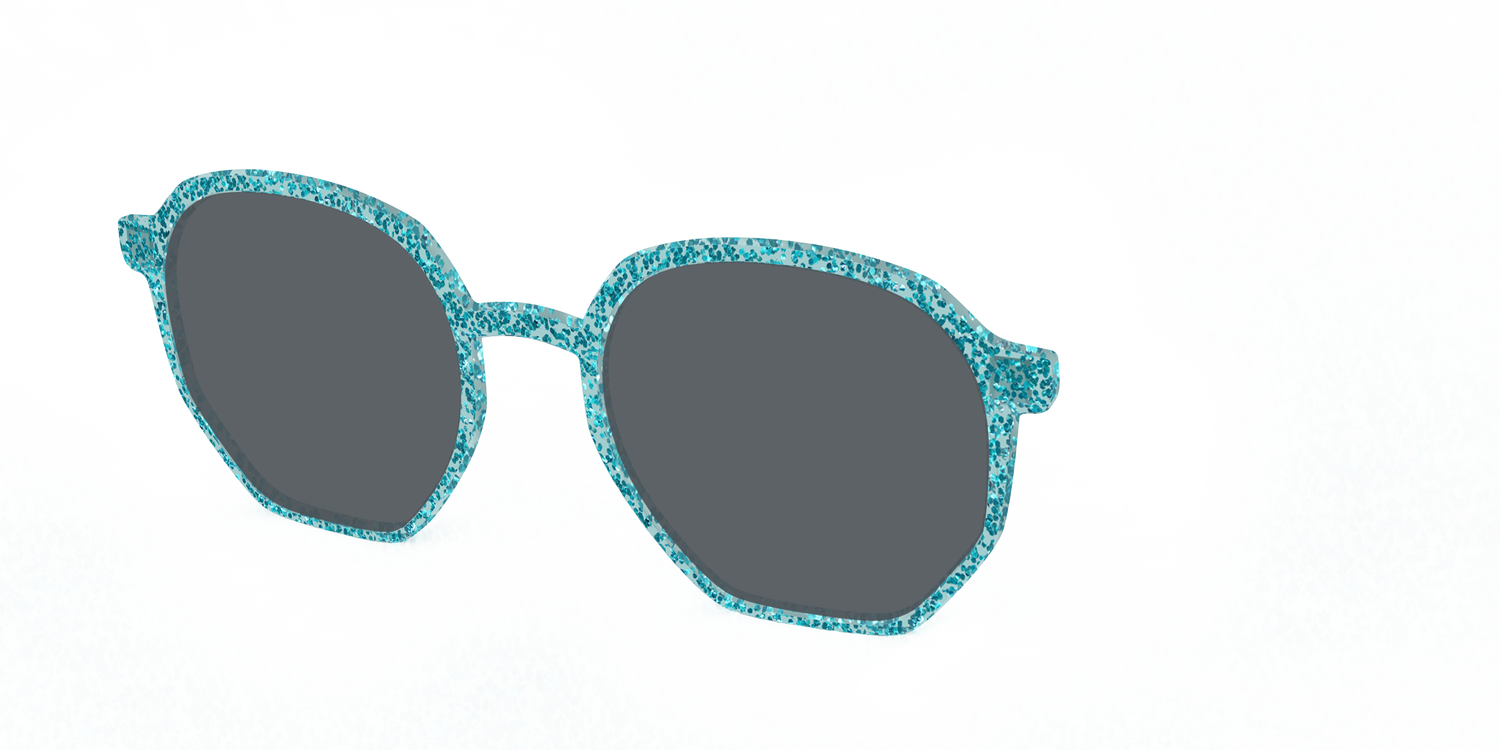 The Polarized Aquamarine Sparkle Sun Top - Angle Top Image - Pair Eyewear