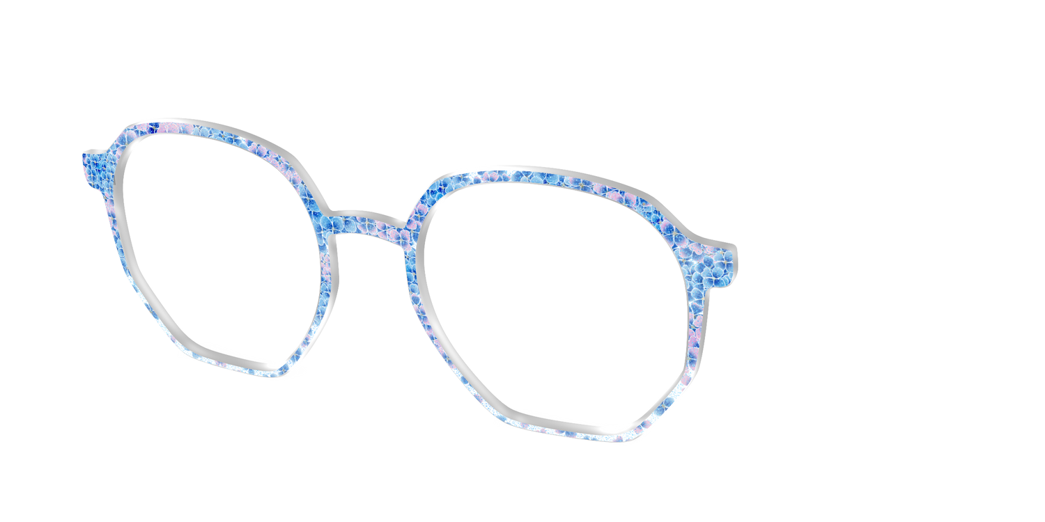 The Hydrangea Confetti Crystal with Gold Foil - Angle Top Image - Pair Eyewear