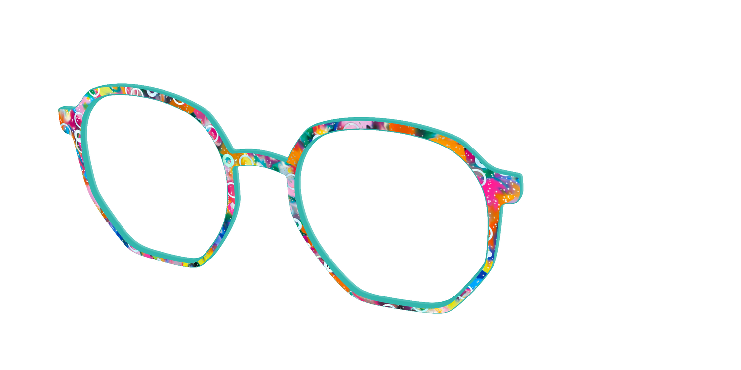 The Imaginative Tortoise with Bubble Glitter - Angle Top Image - Pair Eyewear