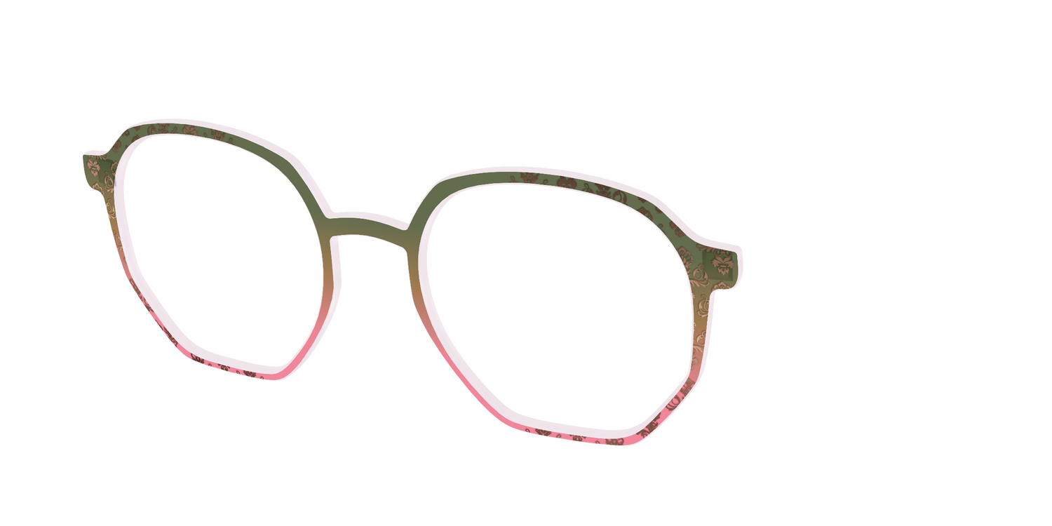 The Olive to Rose Trellis with Champagne Foil - Angle Top Image - Pair Eyewear