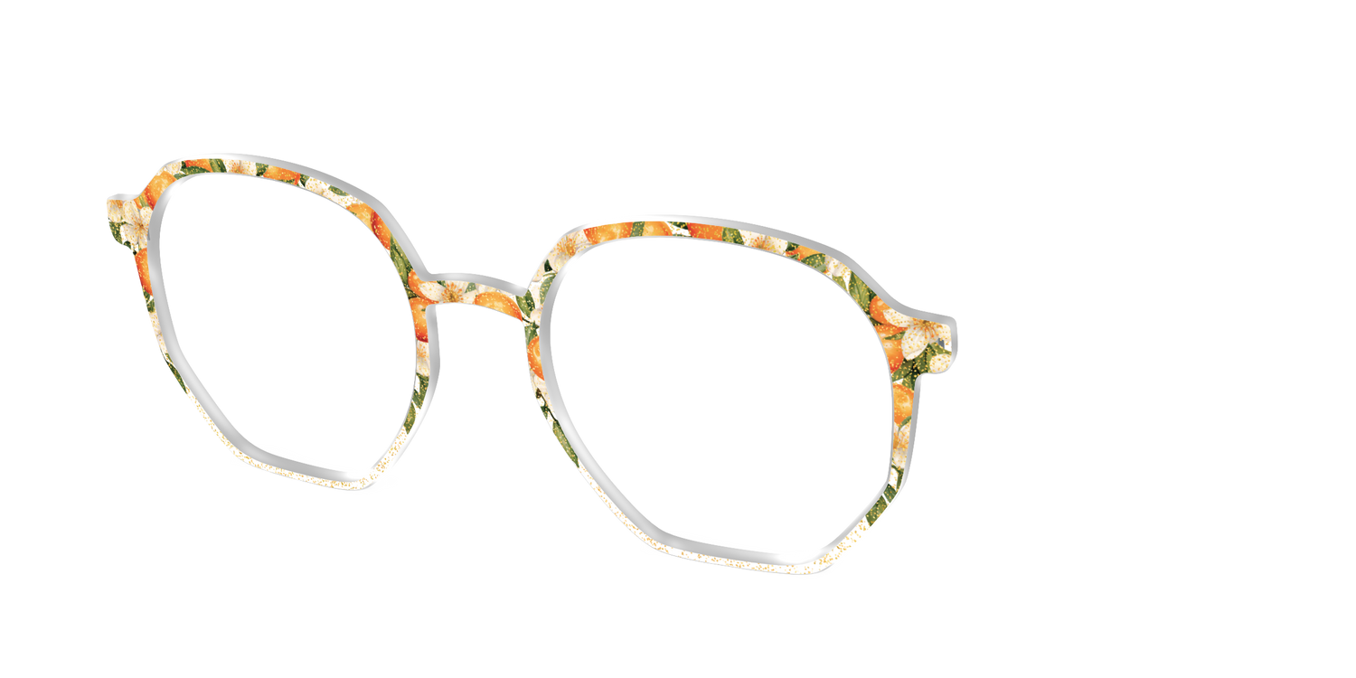 The Orange Blossom Glitter Crystal - Angle Top Image - Pair Eyewear