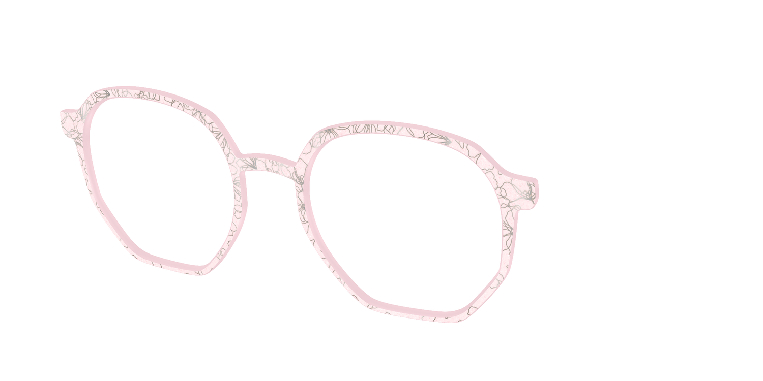The Pink Shimmer Petals with Silver Foil - Angle Top Image - Pair Eyewear